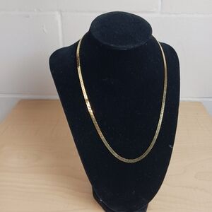 Vintage Monet Gold Tone Flat Herringbone Chain 18" Necklace - Signed